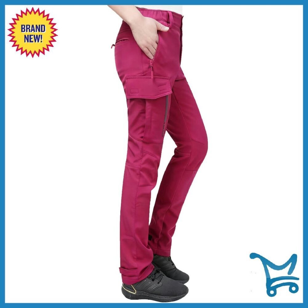 Women's Thermal Fleece-Lined Windproof Hiking Pants for Winter Outdoor Sports